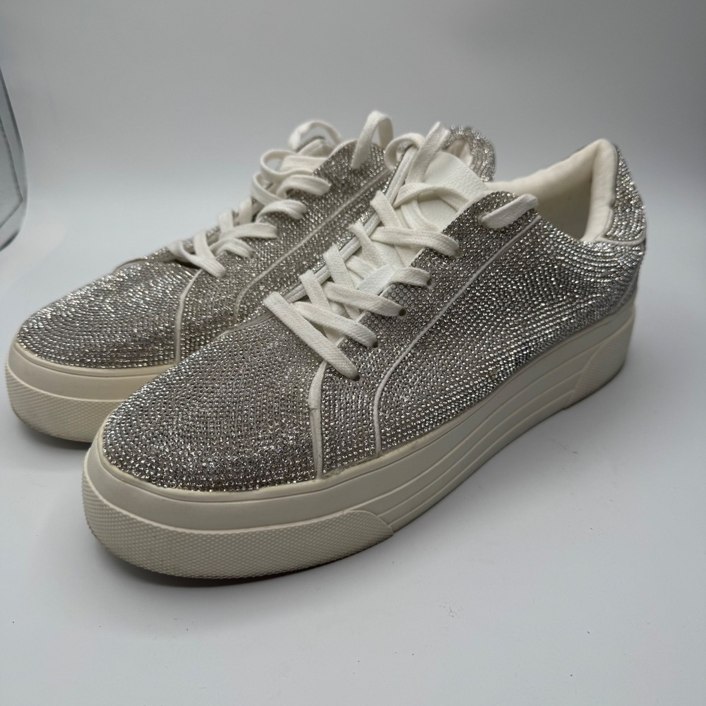 Jessica Simpson Rhinestone Platform Sneakers Silver Sparkle  Shoes women 11